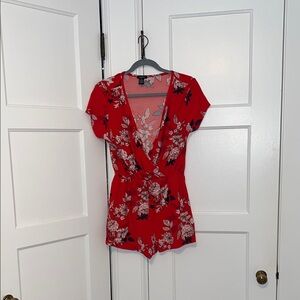Red Floral Romper
